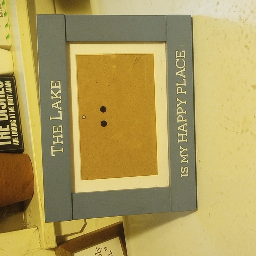 Malden Blue Tabletop Photo Frame "The Lake Is My Happy Place" White Mat & Glass